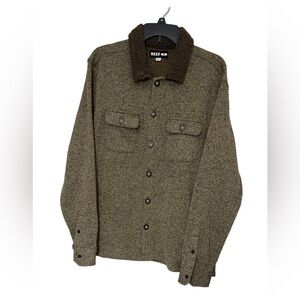 Reef Men’s Knit Sweater Fleece Top Jacket Coriander Sherpa Collard M